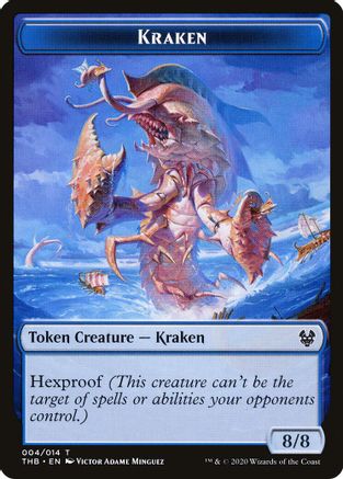 Image of Kraken // Satyr Double-Sided Token (THB-4 // 9) - Theros Beyond Death Tokens Foil