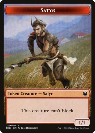 Image of Satyr // Wolf Double-Sided Token (THB-9 // 11) - Theros Beyond Death Tokens Foil