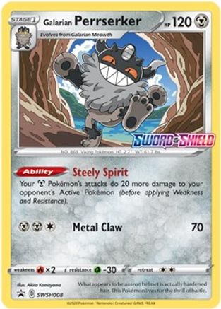 Image of Galarian Perrserker (Prerelease) SWSH008  - Holofoil SWSH Sword & Shield Promo Cards - Promo
