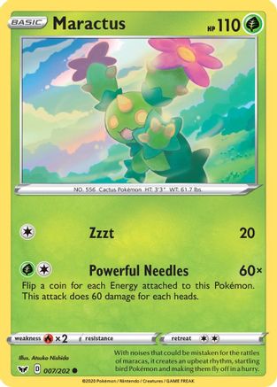 Image of Maractus 007/202  - Reverse Holofoil SWSH01 Sword & Shield Base Set - Common