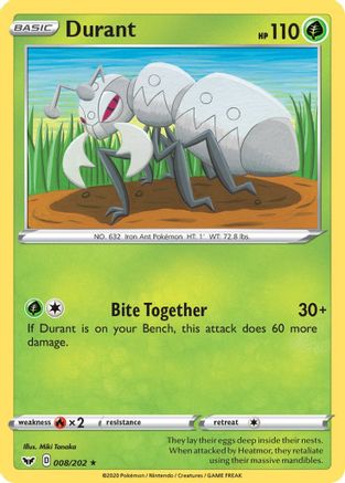 Image of Durant 008/202  - Reverse Holofoil SWSH01 Sword & Shield Base Set - Rare
