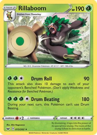 Image of Rillaboom (015) 015/202  SWSH01 Sword & Shield Base Set - Rare
