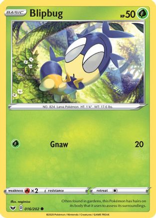 Image of Blipbug (016) 016/202  - Reverse Holofoil SWSH01 Sword & Shield Base Set - Common