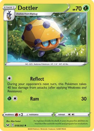 Image of Dottler 018/202  - Reverse Holofoil SWSH01 Sword & Shield Base Set - Uncommon