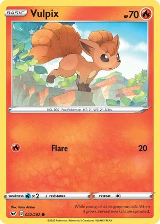 Image of Vulpix 022/202  - Reverse Holofoil SWSH01 Sword & Shield Base Set - Common