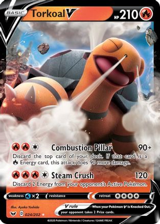 Image of Torkoal V 024/202  - Holofoil SWSH01 Sword & Shield Base Set - Ultra Rare