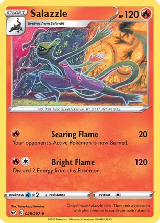 Image of Salazzle 028/202  - Reverse Holofoil SWSH01 Sword & Shield Base Set - Uncommon