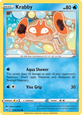 Image of Krabby (042) 042/202  - Reverse Holofoil SWSH01 Sword & Shield Base Set - Common