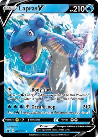 Image of Lapras V 049/202  - Holofoil SWSH01 Sword & Shield Base Set - Ultra Rare