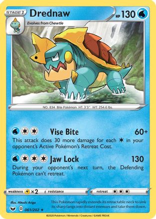 Image of Drednaw 061/202  - Reverse Holofoil SWSH01 Sword & Shield Base Set - Rare