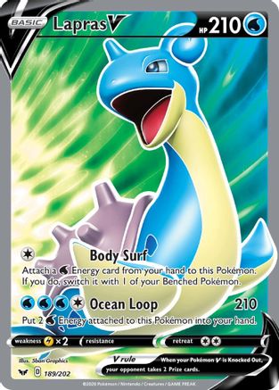 Image of Lapras V (Full Art) 189/202  - Holofoil SWSH01 Sword & Shield Base Set - Ultra Rare
