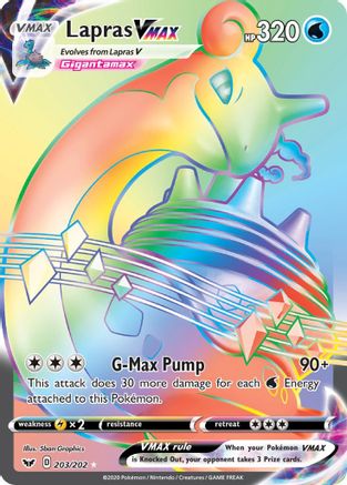 Image of Lapras VMAX (Secret) 203/202  - Holofoil SWSH01 Sword & Shield Base Set - Secret Rare