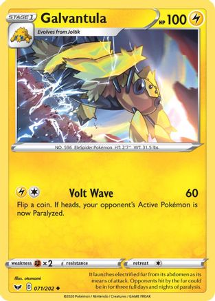 Image of Galvantula 071/202  - Reverse Holofoil SWSH01 Sword & Shield Base Set - Uncommon