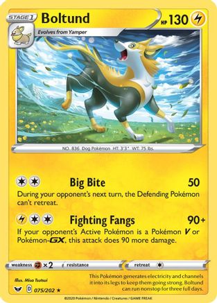 Image of Boltund (075) 075/202  - Holofoil SWSH01 Sword & Shield Base Set - Holo Rare