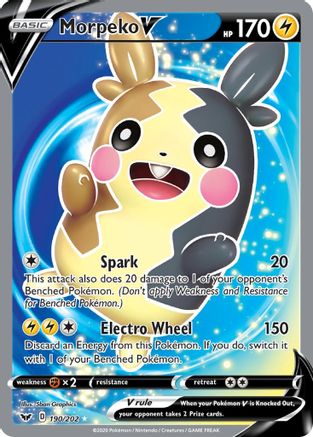 Image of Morpeko V (Full Art) 190/202  - Holofoil SWSH01 Sword & Shield Base Set - Ultra Rare