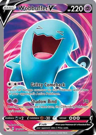 Image of Wobbuffet V (Full Art) 191/202  - Holofoil SWSH01 Sword & Shield Base Set - Ultra Rare