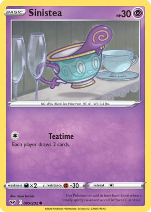 Image of Sinistea 089/202  - Reverse Holofoil SWSH01 Sword & Shield Base Set - Common