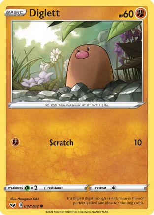 Image of Diglett 092/202  SWSH01 Sword & Shield Base Set - Common