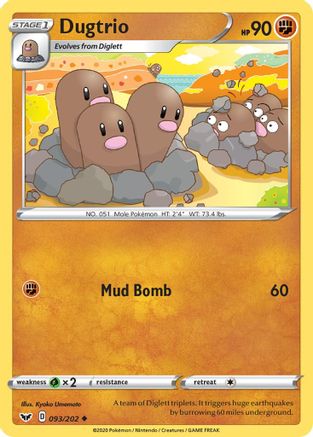 Image of Dugtrio 093/202  SWSH01 Sword & Shield Base Set - Uncommon