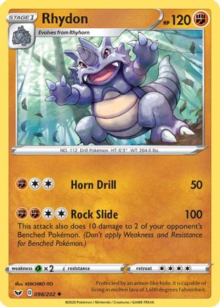 Image of Rhydon 098/202  SWSH01 Sword & Shield Base Set - Uncommon