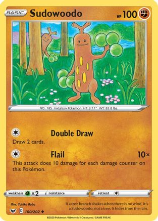 Image of Sudowoodo 100/202  - Reverse Holofoil SWSH01 Sword & Shield Base Set - Uncommon