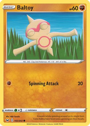 Image of Baltoy (102) 102/202  - Reverse Holofoil SWSH01 Sword & Shield Base Set - Common
