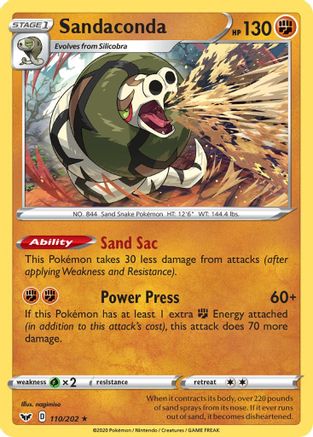 Image of Sandaconda (110) 110/202  - Holofoil SWSH01 Sword & Shield Base Set - Holo Rare