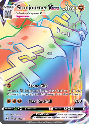Image of Stonjourner VMAX (Secret) 205/202  - Holofoil SWSH01 Sword & Shield Base Set - Secret Rare