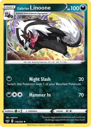 Image of Galarian Linoone 118/202  SWSH01 Sword & Shield Base Set - Uncommon