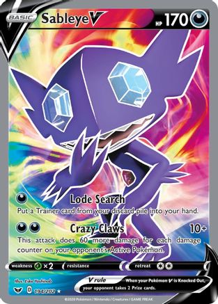 Image of Sableye V (Full Art) 194/202  - Holofoil SWSH01 Sword & Shield Base Set - Ultra Rare