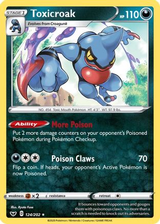 Image of Toxicroak 124/202  - Holofoil SWSH01 Sword & Shield Base Set - Holo Rare