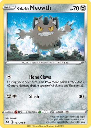 Image of Galarian Meowth 127/202  SWSH01 Sword & Shield Base Set - Common