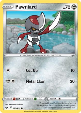 Image of Pawniard 133/202  - Reverse Holofoil SWSH01 Sword & Shield Base Set - Common