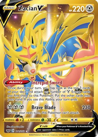 Image of Zacian V (Secret) 211/202  - Holofoil SWSH01 Sword & Shield Base Set - Secret Rare