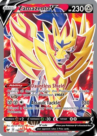 Image of Zamazenta V (Full Art) 196/202  - Holofoil SWSH01 Sword & Shield Base Set - Ultra Rare
