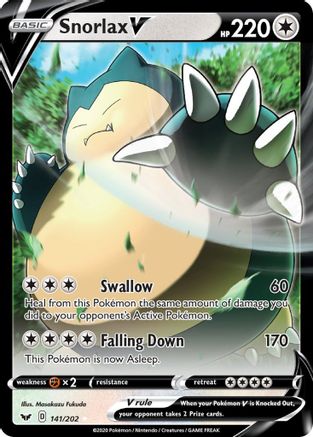 Image of Snorlax V 141/202  - Holofoil SWSH01 Sword & Shield Base Set - Ultra Rare