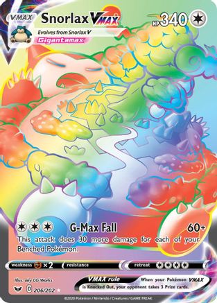 Image of Snorlax VMAX (Secret) 206/202  - Holofoil SWSH01 Sword & Shield Base Set - Secret Rare