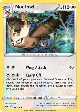 Image of Noctowl 144/202  - Reverse Holofoil SWSH01 Sword & Shield Base Set - Rare