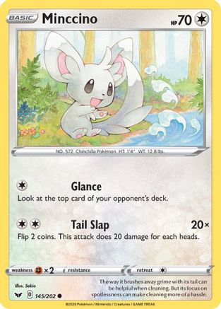 Image of Minccino (145) 145/202  - Reverse Holofoil SWSH01 Sword & Shield Base Set - Common