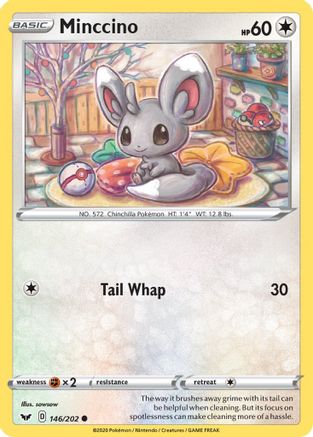Image of Minccino (146) 146/202  - Reverse Holofoil SWSH01 Sword & Shield Base Set - Common
