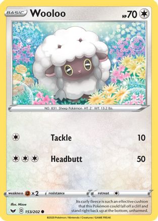 Image of Wooloo (153) 153/202  - Reverse Holofoil SWSH01 Sword & Shield Base Set - Common