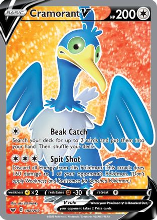 Image of Cramorant V (Full Art) 198/202  - Holofoil SWSH01 Sword & Shield Base Set - Ultra Rare