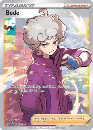 Image of Bede (Full Art) 199/202  - Holofoil SWSH01 Sword & Shield Base Set - Ultra Rare