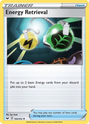 Image of Energy Retrieval 160/202  SWSH01 Sword & Shield Base Set - Uncommon