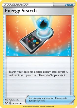 Image of Energy Search 161/202  - Reverse Holofoil SWSH01 Sword & Shield Base Set - Uncommon