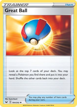 Image of Great Ball 164/202  - Reverse Holofoil SWSH01 Sword & Shield Base Set - Uncommon