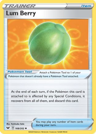 Image of Lum Berry 168/202  - Reverse Holofoil SWSH01 Sword & Shield Base Set - Uncommon