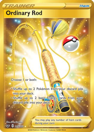 Image of Ordinary Rod (Secret) 215/202  - Holofoil SWSH01 Sword & Shield Base Set - Secret Rare
