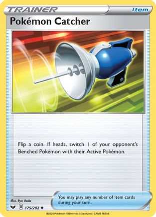 Image of Pokemon Catcher 175/202  - Reverse Holofoil SWSH01 Sword & Shield Base Set - Uncommon