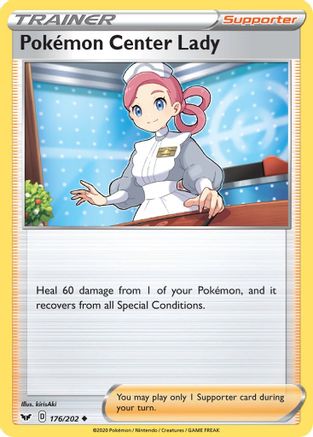 Image of Pokemon Center Lady 176/202  - Reverse Holofoil SWSH01 Sword & Shield Base Set - Uncommon